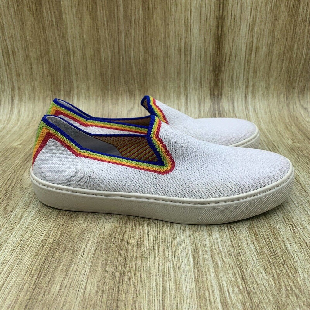 Women’s ROTHY’S The Sneaker WHITE RAINBOW LIMITED EDITION - SLIP-ON SIZE 6.5